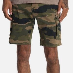 LUCKY BRAND Men's Camouflage Cargo Tencel Stretch Shorts Logo Size 38 NEW TAG